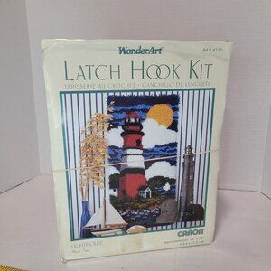 NEW Lighthouse Latch Hook Kit Wonder Art Caron Beach Beacon Ocean Wall Tapestry